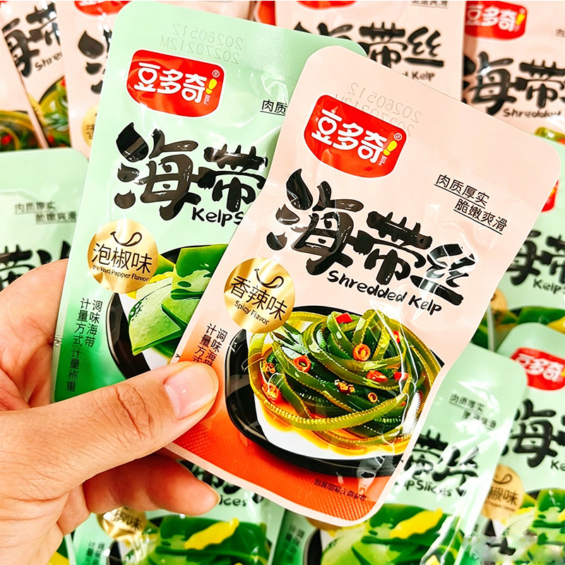 豆多奇泡椒海带块香辣味海带丝开袋即食下饭菜办公室休闲解馋零食
