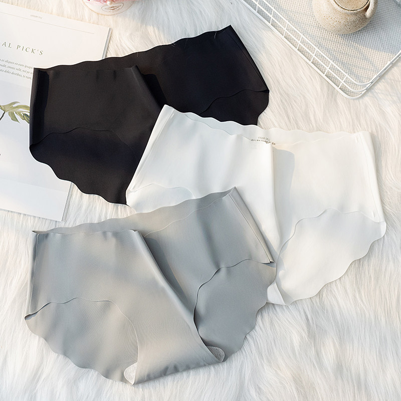 冰丝无痕内裤女士纯棉裆夏季薄款透气少女生抗菌黑色白色三角裤女