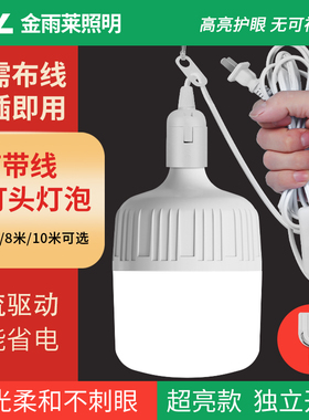 led节能灯泡带插头家用插电式e27插座灯带开关线超亮悬挂式小夜灯