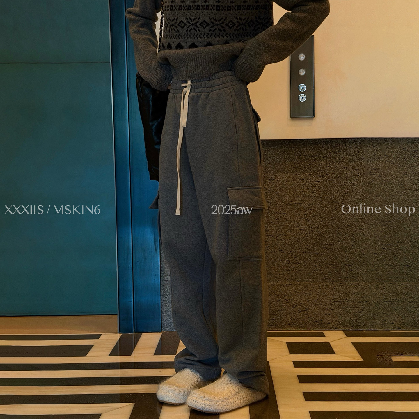 冬季加绒工装卫裤女宽松休闲长裤