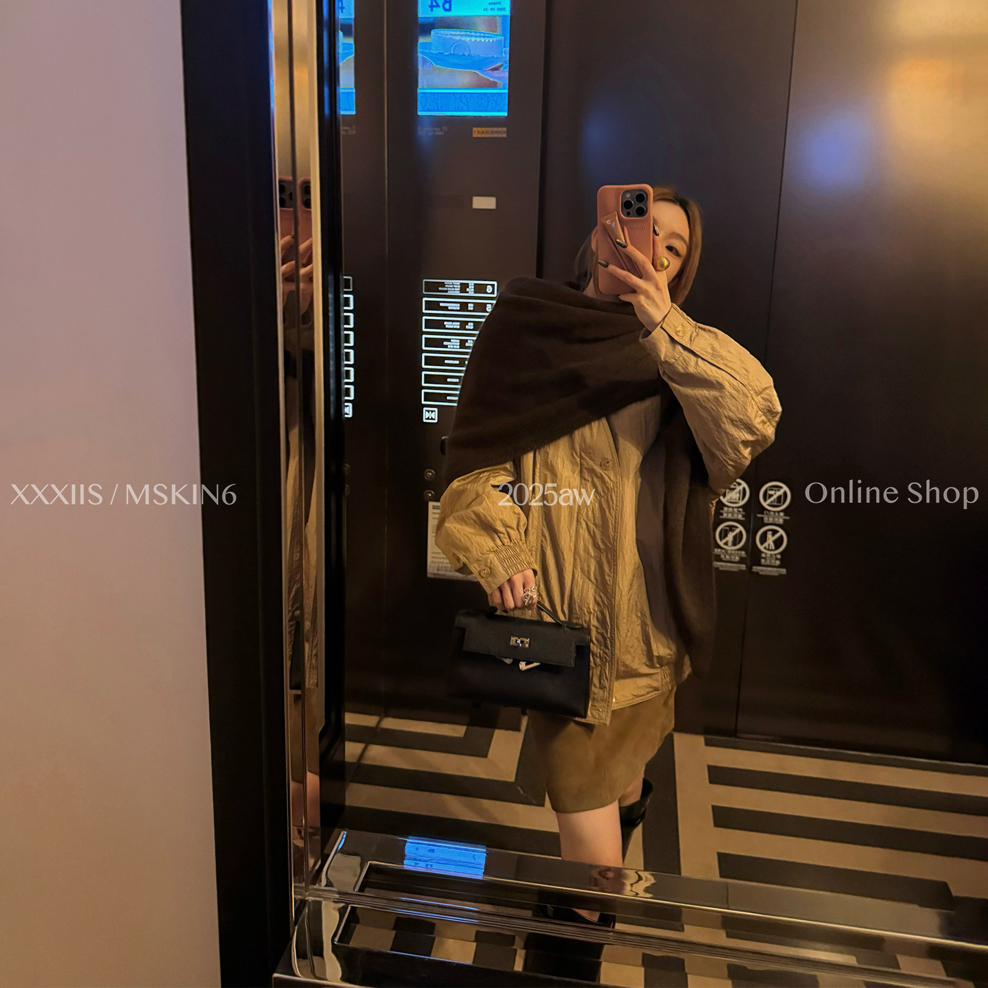 MSKIN6冬款咖黑色牦牛绒围巾女加厚保暖超长款毛绒感披肩百搭显白