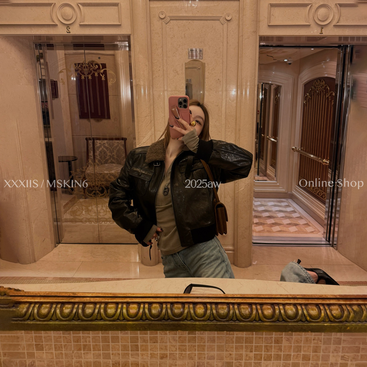 秋冬毛领羊羔毛拼接夹克外套女