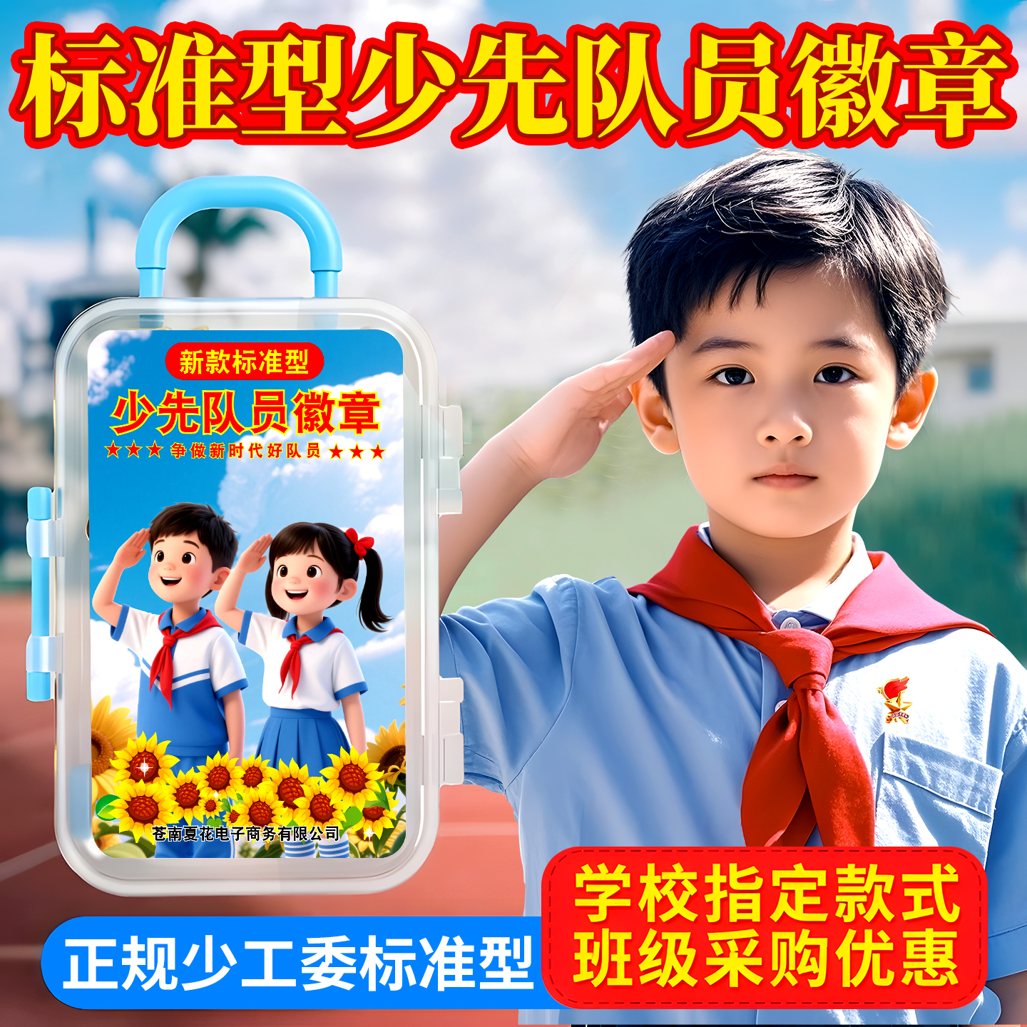 少先队队徽小学夏季标准型正版新款小学生安全别针胸章布贴圆形强力吸