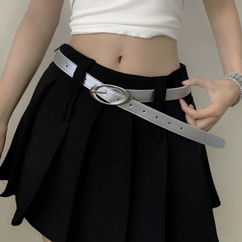 小众设计感银白色细腰带女2026新款黑色皮带配裙子牛仔裤装饰配饰