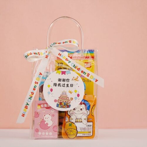 谢谢你陪我过生日礼品袋幼儿园儿童生日伴手礼手提透明包装盒子空