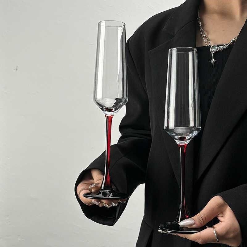 高颜值香槟杯家用法式水晶玻璃高脚红酒杯微醺创意鸡尾酒杯甜酒杯