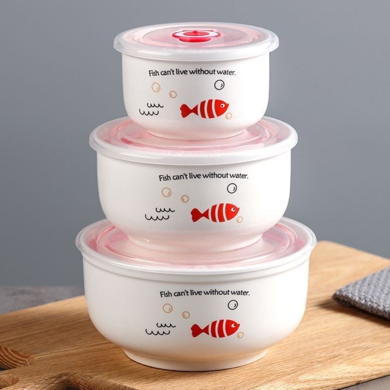 陶瓷保鲜碗带盖便当盒微波炉专用饭盒家用密封碗泡面碗上班族带饭