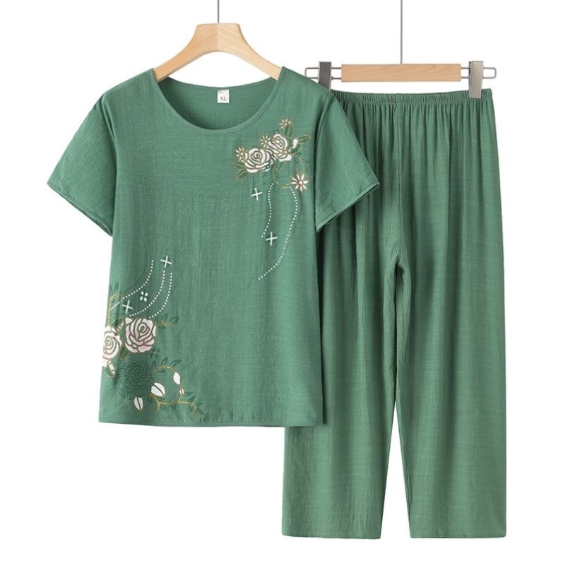 奶奶装夏装两件套装老年人女衣服