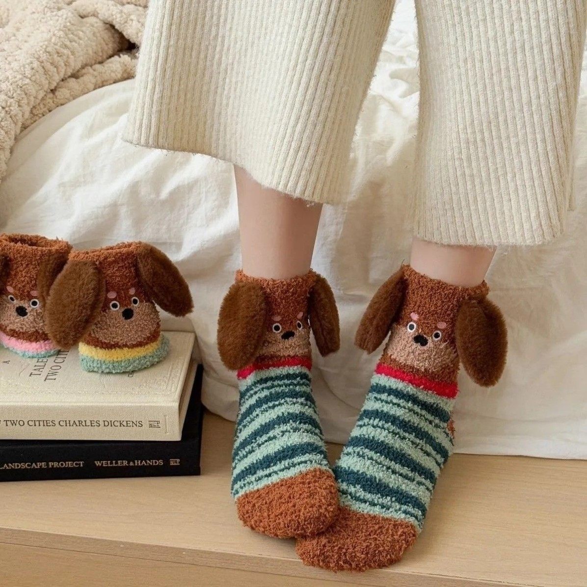 冬季加厚毛绒袜子女中筒袜可爱小狗珊瑚绒睡眠袜保暖居家地板袜,女士内衣/男士内衣/家居服,中筒袜,淘宝优惠券,粉丝福利购,淘宝优惠卷