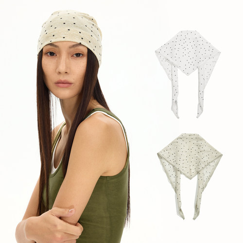 INTERRIS「欧阳娜娜同款」蕾丝花边波点图案三角巾针织波点头巾女