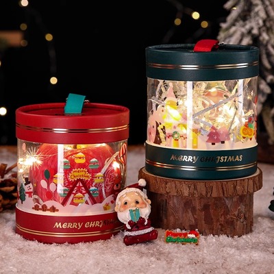 圣诞苹果盒圆形抱抱桶平安夜礼盒