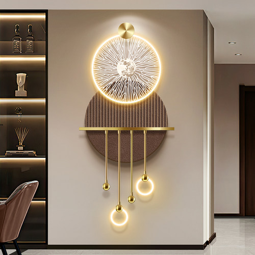 现代轻奢玄关装饰画高级感入户走廊挂画电视背景墙发光灯画壁画