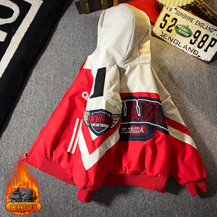 新款 童装 连帽冲锋衣潮 二棉棒球服2025冬装 男童外套夹棉加厚秋冬款