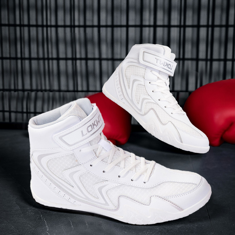 摔跤鞋男士魔术贴高帮散打训练拳击鞋室内格斗自由搏击专业鞋子