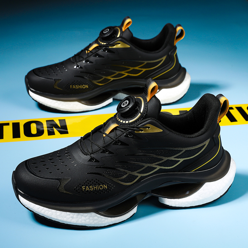 防水皮面运动鞋男童旋转纽春季青少年初中生爆米花减震大童跑步鞋