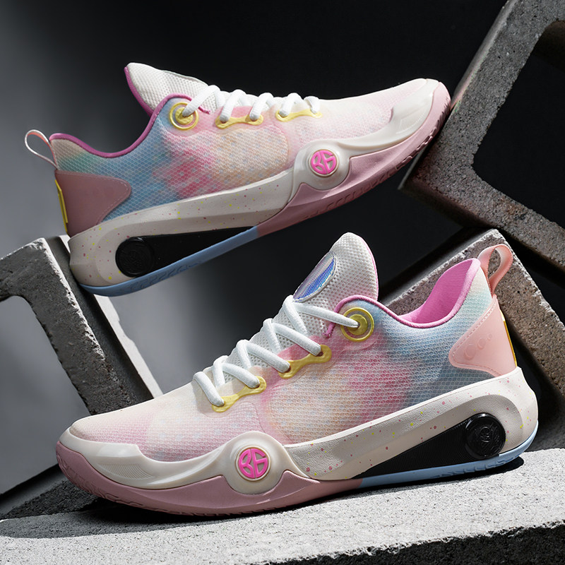 绿色低帮减震篮球鞋适用室内外场地 男童网面透气运动鞋防滑耐磨