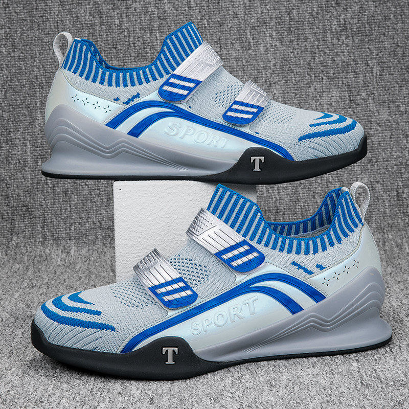 外贸出口专业举重鞋男女款飞织室内健身鞋男士力量训练硬拉深蹲鞋