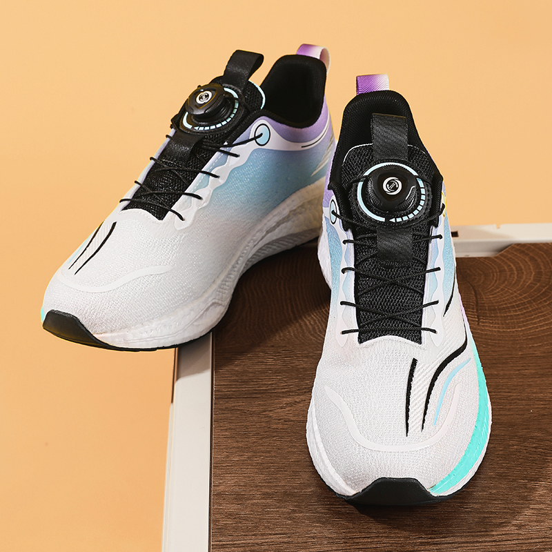 旋钮扣运动鞋男秋季双网透气防臭青少年爆米花减震免系带大童跑鞋