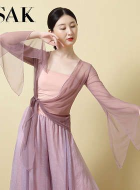 新中式改良汉服纱衣喇叭袖外套仙气显瘦上衣汉元素新款古装女春夏