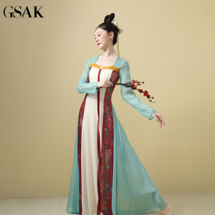 新中式唐制改良汉服日常撞色拼接齐胸汉元素连衣裙仙气原创春夏女