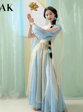 原创茉莉公主改良汉服仙气敦煌飞天沙漠异域风情舞蹈演出服装写真
