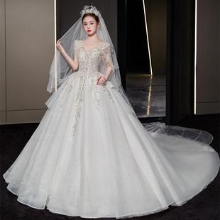 迎宾纱 高级质感重工奢华法复古拖尾仪式 婚纱新娘2025新款 主纱