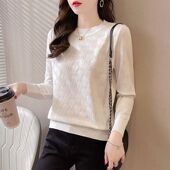 秋季 洋气镂空针织衫 薄款 圆领套头毛衣女宽松显瘦时尚 韩版 2025女装