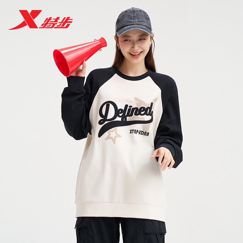 特步套头卫衣女潮流宽松百搭