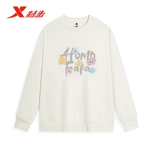 特步ATOMO FAFA套头卫衣女2025秋季长袖印花休闲上衣975328920573