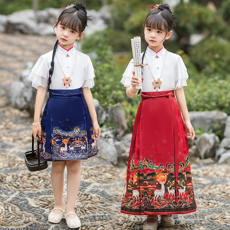 女童汉服夏款2024新款儿童新中式夏季汉服女童马面裙儿童古风汉服,童装/婴儿装/亲子装,汉服,淘宝优惠券,粉丝福利购,淘宝优惠卷