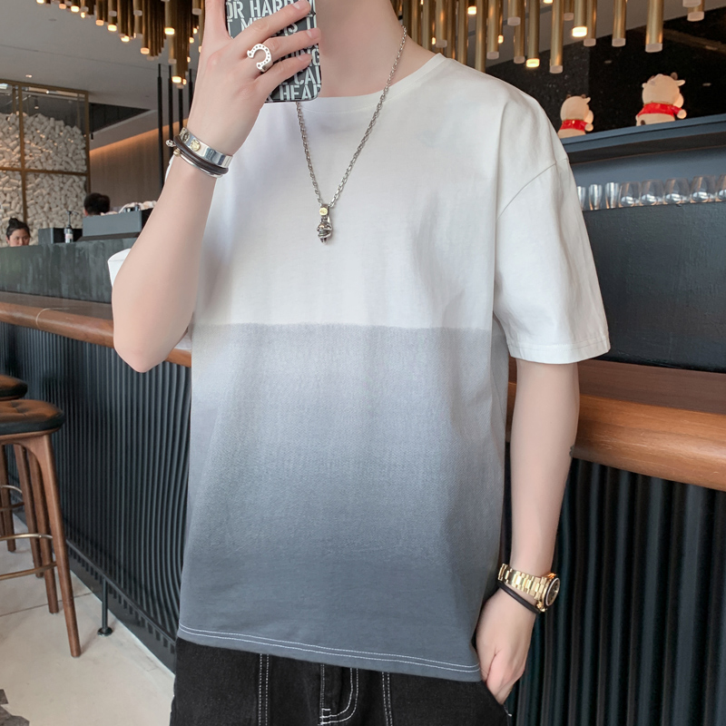 100% cotton new trend versatile men's tapered short sleeve T-shirt loose half sleeve men's T-shirt