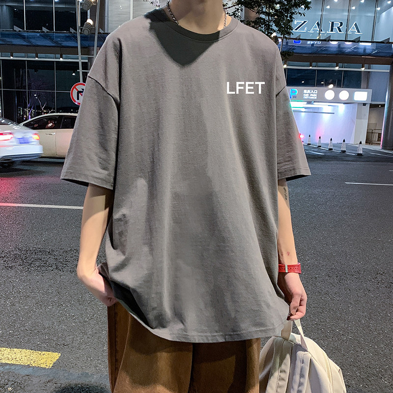 22夏季港风男士百搭休闲复古印花潮大码宽松圆领短袖T恤T6617-P15图片