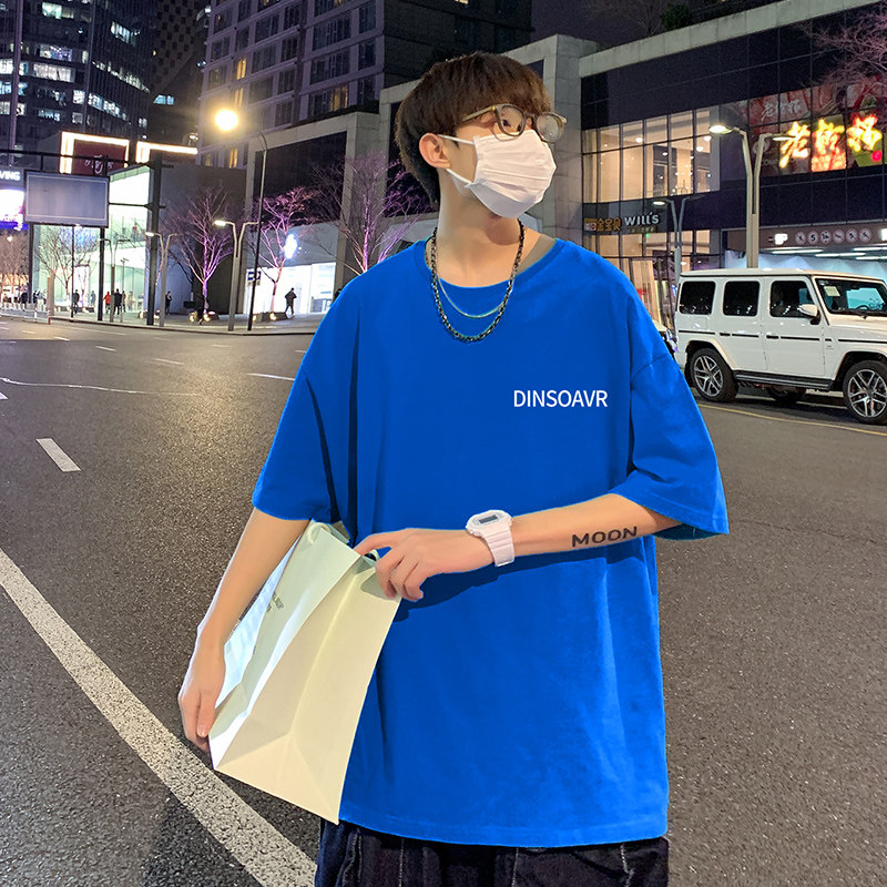 22夏季港风男士百搭休闲复古印花潮大码宽松圆领短袖T恤T6616-P15,男装T恤,星座815-2
