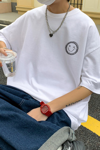 2024夏季新款短袖T恤男大码港风体恤潮牌潮流纯棉打底衫T6613-P15图片