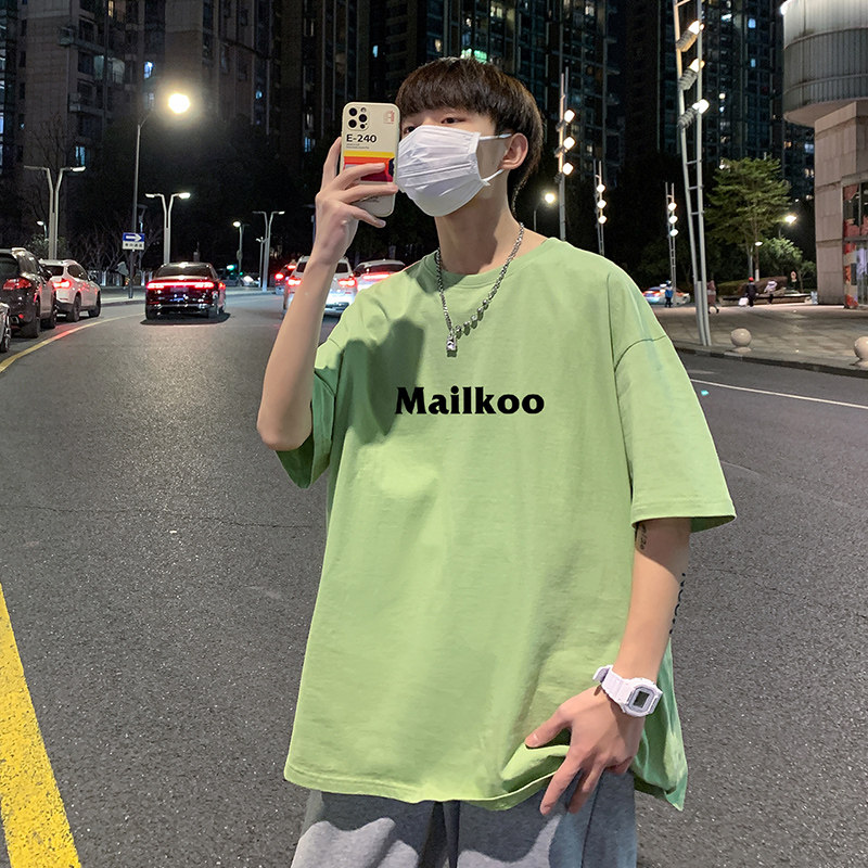 22夏季港风男士百搭休闲复古印花潮大码宽松圆领短袖T恤T6607-P15图片