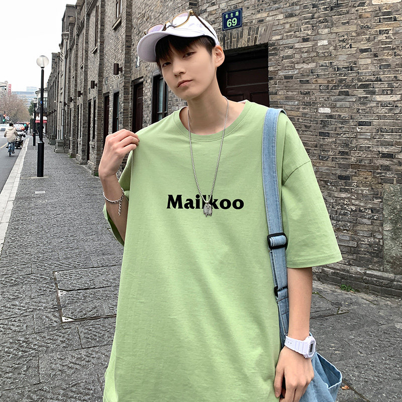 22夏季港风男士百搭休闲复古印花潮大码宽松圆领短袖T恤T6607-P15图片
