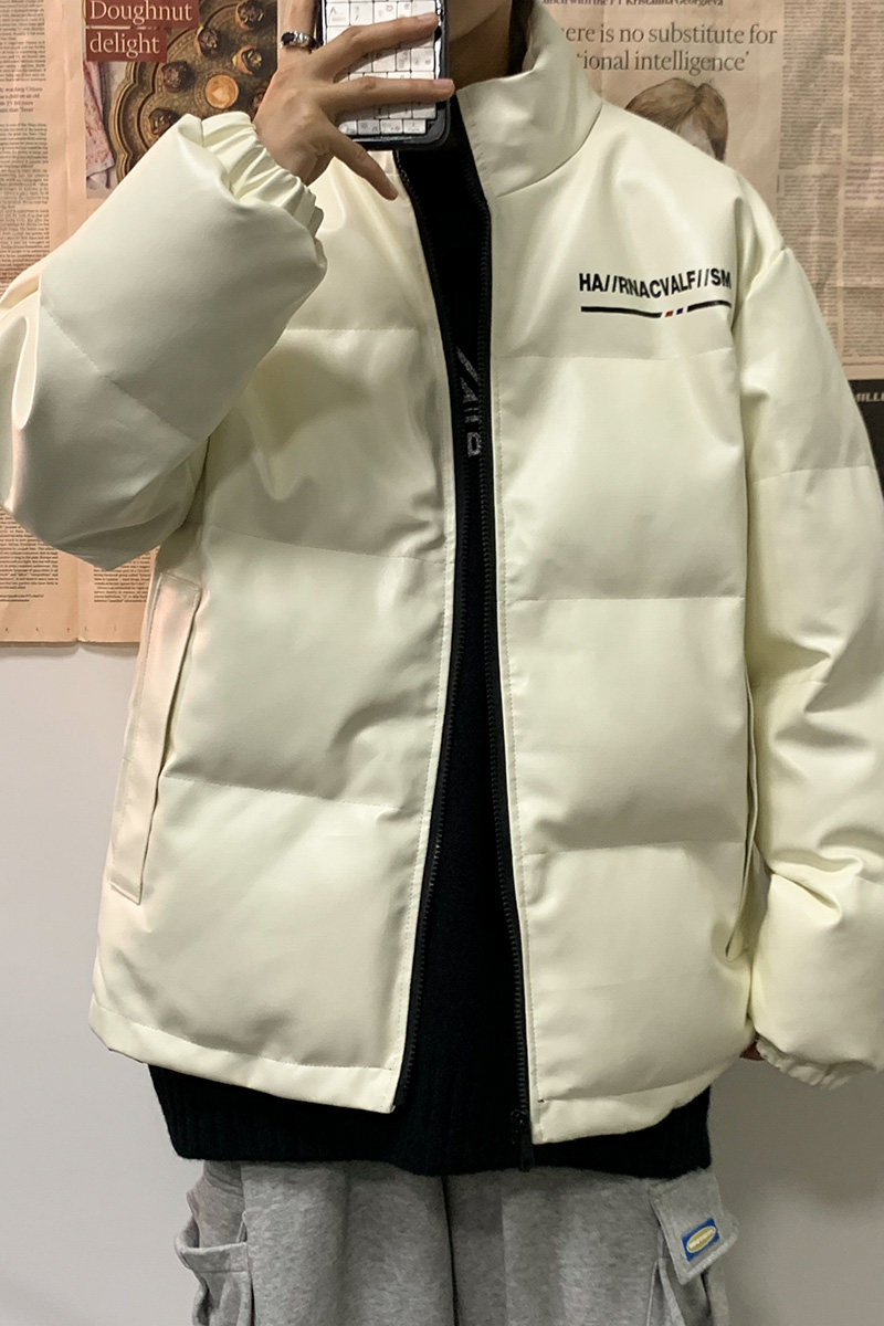 港风棉衣男PU皮棉服21年新款宽松面包服立领冬装棉袄M2102-P6105,男装棉衣,星座815-2