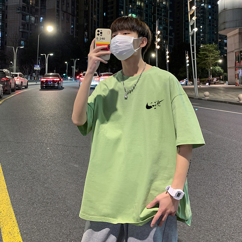 22夏季港风男士百搭休闲复古印花潮大码宽松圆领短袖T恤T6615-P15,男装T恤,星座815-2