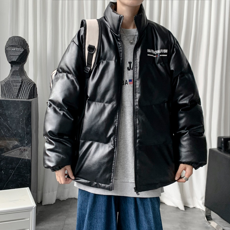港风棉衣男PU皮棉服21年新款宽松面包服立领冬装棉袄M2102-P6105,男装棉衣,星座815-2