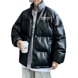 港风棉衣男PU皮棉服21年新款宽松面包服立领冬装棉袄M2102-P6105，男装棉衣，星座815-2