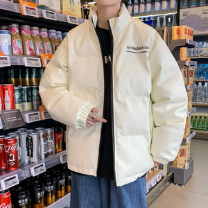 港风棉衣男PU皮棉服21年新款宽松面包服立领冬装棉袄M2102-P6105图片