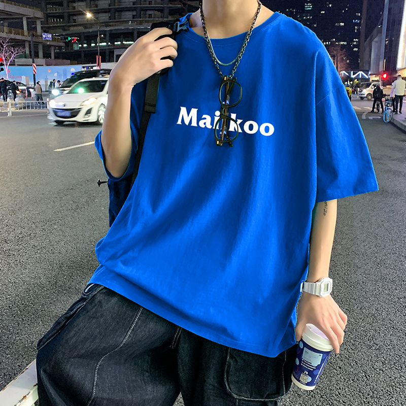 22夏季港风男士百搭休闲复古印花潮大码宽松圆领短袖T恤T6607-P15，男装T恤，星座815-2