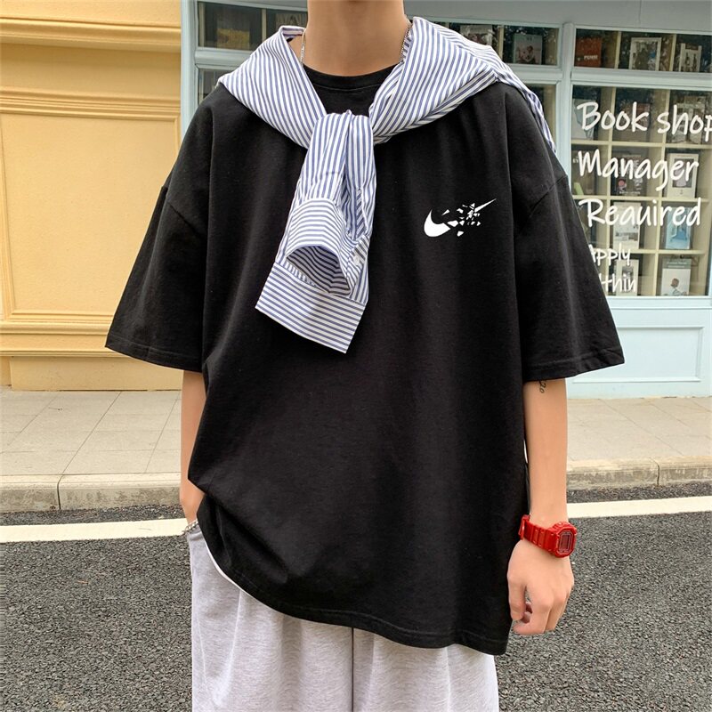 2023夏季新款短袖T恤男大码港风体恤潮牌潮流纯棉打底衫T6615-P15图片