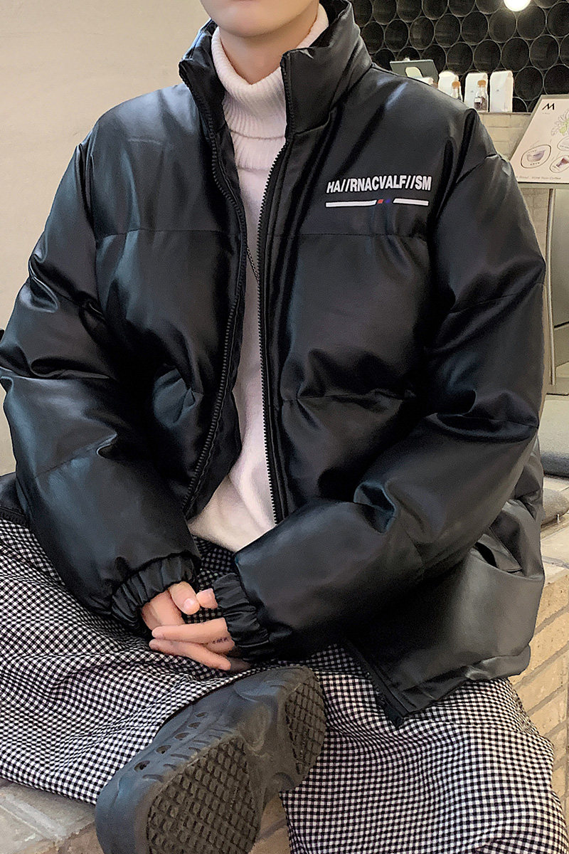 港风棉衣男PU皮棉服21年新款宽松面包服立领冬装棉袄M2102-P105,男装棉衣,星座815-2