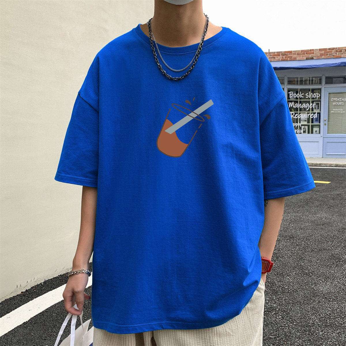2024夏季新款短袖T恤男大码港风体恤潮牌潮流纯棉打底衫T6602-P15,男装T恤,星座815-2