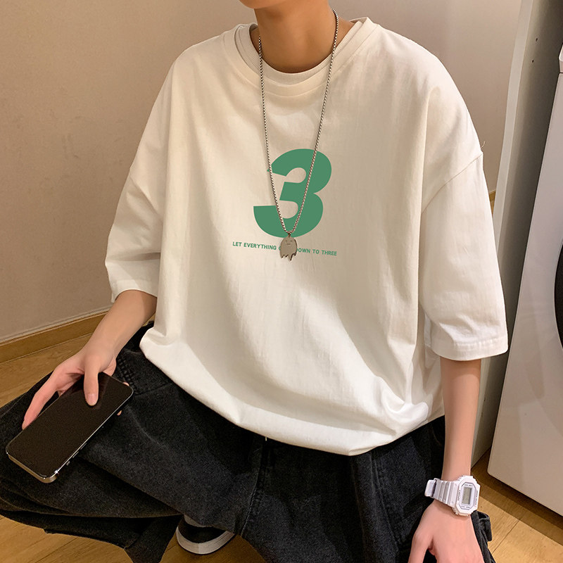 2024夏季新款短袖T恤男大码港风体恤潮牌潮流纯棉打底衫T6608-P15,男装T恤,星座815-2