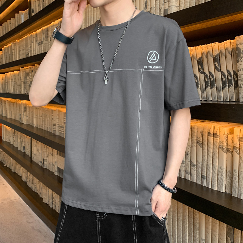 純棉新款潮流百搭男士短袖恤寬鬆半袖男體恤