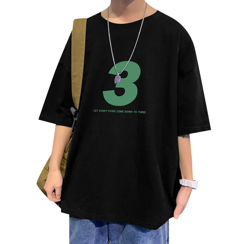 22夏季港风男士百搭休闲复古印花潮大码宽松圆领短袖T恤T6608-P15,男装T恤,星座815-2