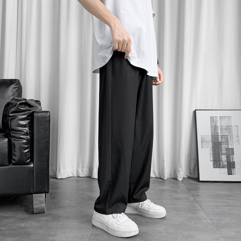 2023夏新款港风高街冰丝长裤西裤拖地裤顺滑透气K151-P28,男装休闲裤,星座815-2