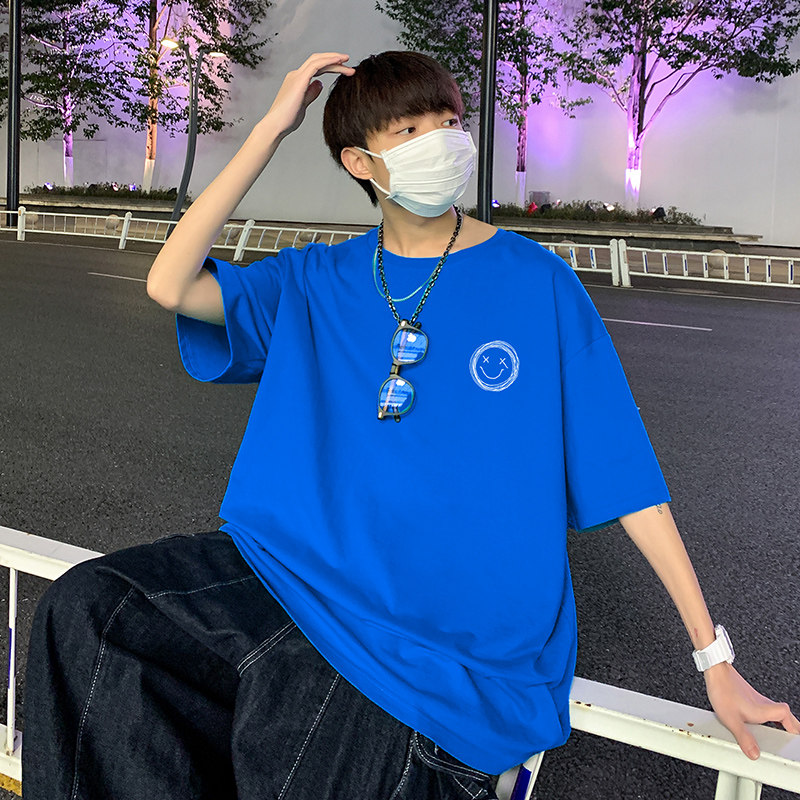 22夏季港风男士百搭休闲复古印花潮大码宽松圆领短袖T恤T6613-P15,男装T恤,星座815-2